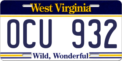 WV license plate OCU932