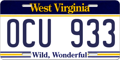 WV license plate OCU933