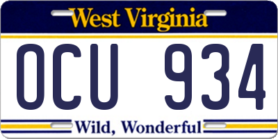 WV license plate OCU934