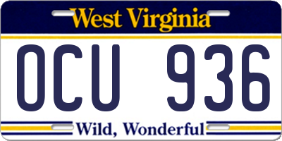 WV license plate OCU936