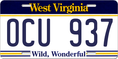 WV license plate OCU937