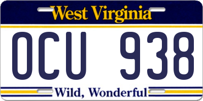 WV license plate OCU938