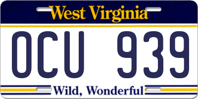 WV license plate OCU939