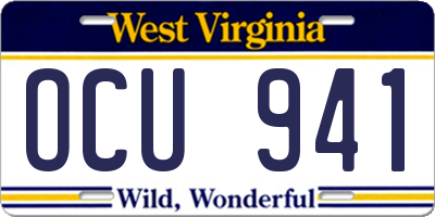 WV license plate OCU941
