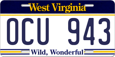 WV license plate OCU943