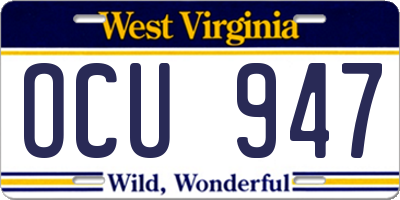 WV license plate OCU947