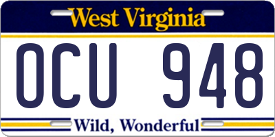 WV license plate OCU948