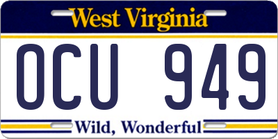 WV license plate OCU949
