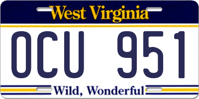 WV license plate OCU951