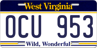 WV license plate OCU953