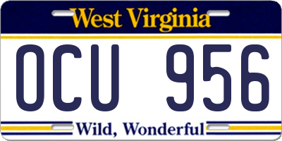 WV license plate OCU956