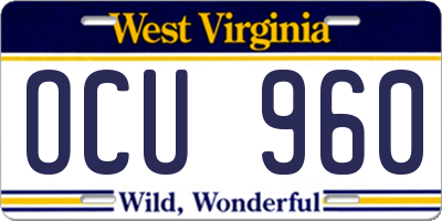WV license plate OCU960