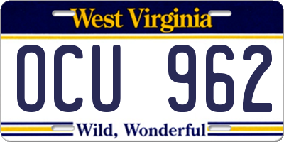 WV license plate OCU962