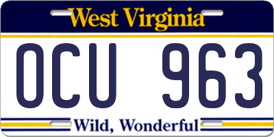 WV license plate OCU963