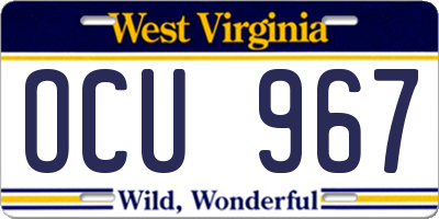 WV license plate OCU967