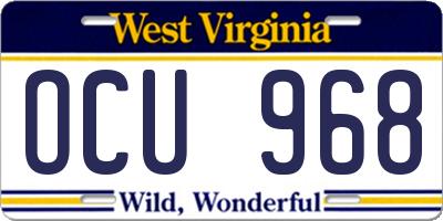 WV license plate OCU968