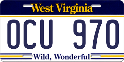 WV license plate OCU970