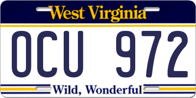 WV license plate OCU972