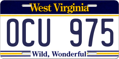 WV license plate OCU975