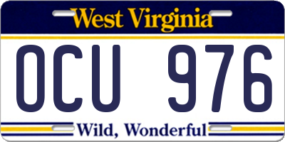 WV license plate OCU976