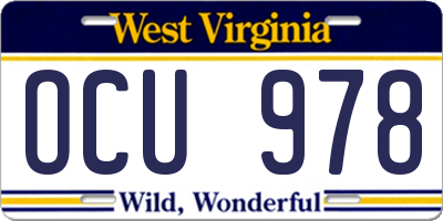 WV license plate OCU978