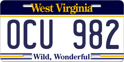 WV license plate OCU982
