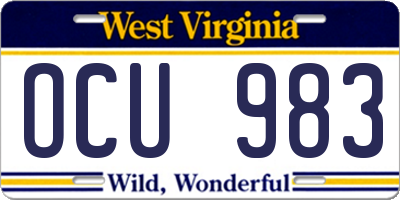 WV license plate OCU983