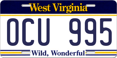 WV license plate OCU995