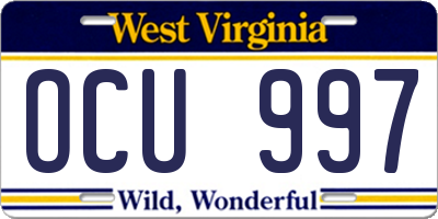 WV license plate OCU997