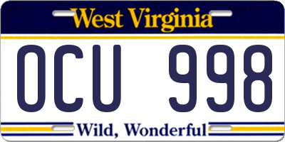 WV license plate OCU998