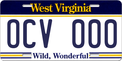 WV license plate OCV000
