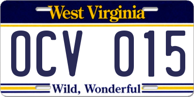 WV license plate OCV015