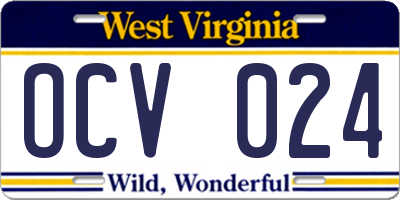WV license plate OCV024