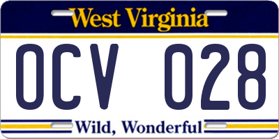 WV license plate OCV028
