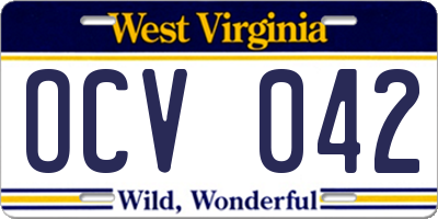 WV license plate OCV042