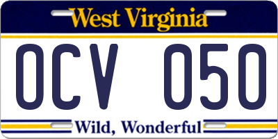 WV license plate OCV050