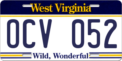 WV license plate OCV052