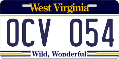 WV license plate OCV054