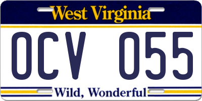 WV license plate OCV055