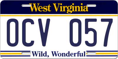 WV license plate OCV057