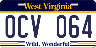 WV license plate OCV064
