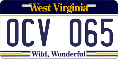 WV license plate OCV065