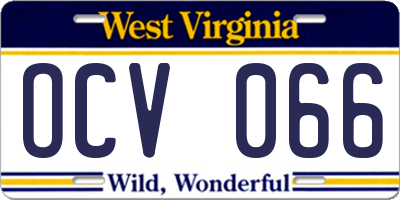 WV license plate OCV066