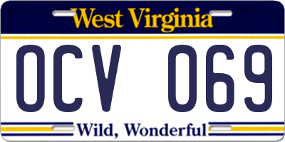 WV license plate OCV069