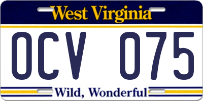 WV license plate OCV075