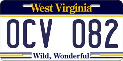 WV license plate OCV082