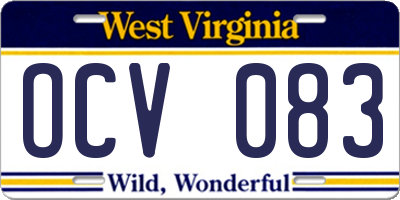WV license plate OCV083