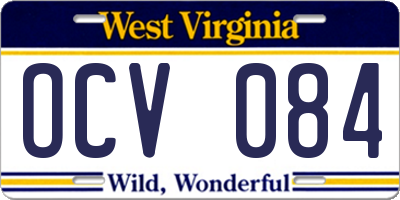 WV license plate OCV084