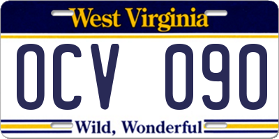 WV license plate OCV090