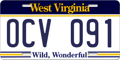 WV license plate OCV091